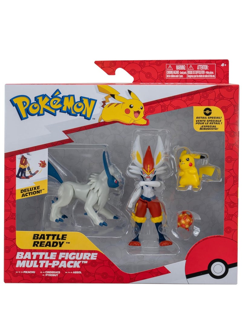 Pokemon Battle Figure Multi-Pack - Pikachu, Cinderace, Absol