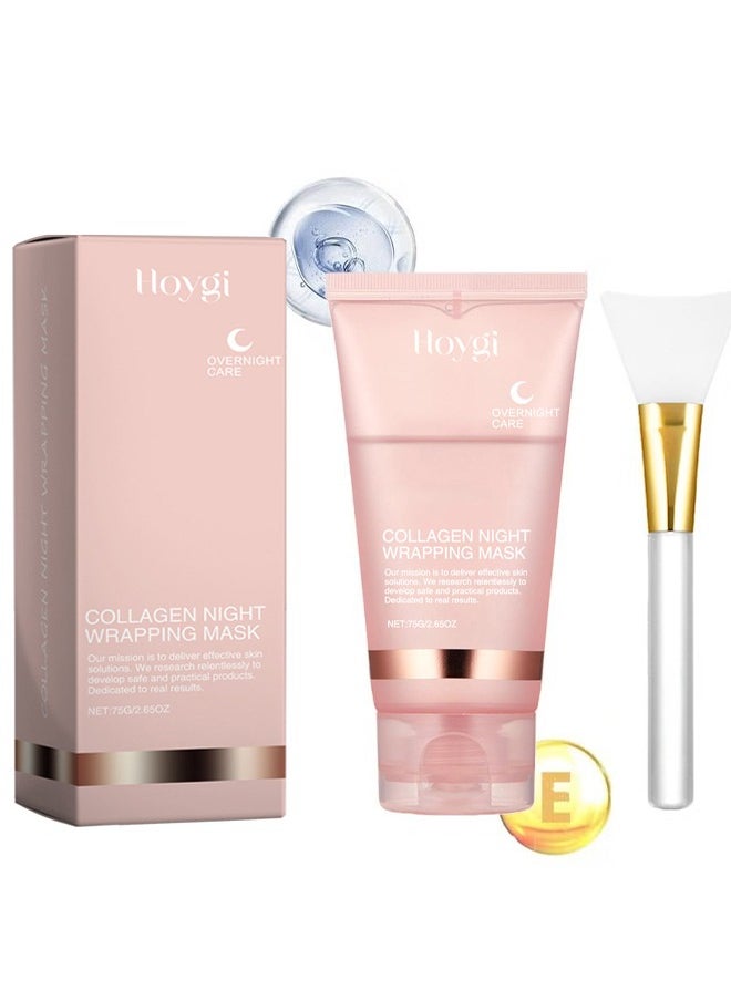 Collagen Overnight Wrapping Peel Off Facial Mask Pack - Elasticity & Hydration Care, Reduces Sagging & Dullness - Hydrolyzed Collagen For Glowing Skin - Korean Skin Care (1PCS)