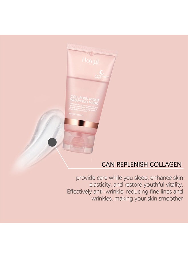 Collagen Overnight Wrapping Peel Off Facial Mask Pack - Elasticity & Hydration Care, Reduces Sagging & Dullness - Hydrolyzed Collagen For Glowing Skin - Korean Skin Care (1PCS)