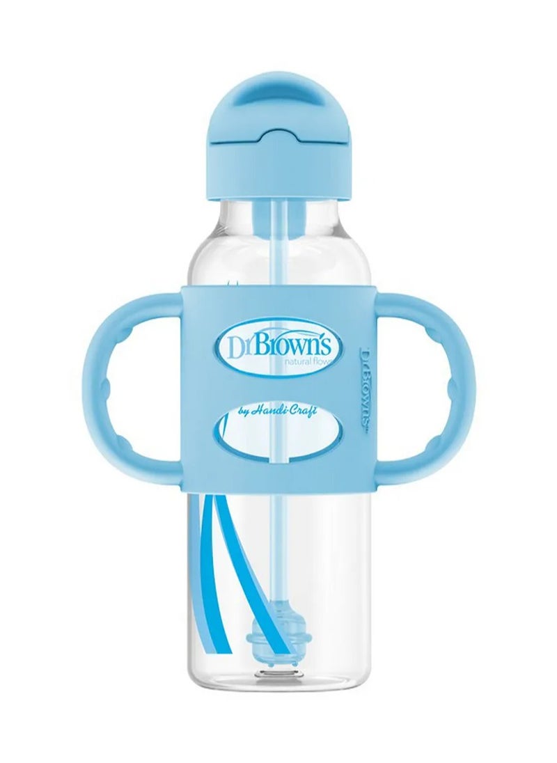 Dr Brown's Milestones Sippy Straw Bottle, Silicone Handles, 250mL - Transition Cup for 6+ Months