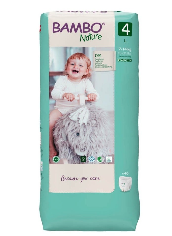 Bambo Nature - Eco-Friendly Pants Diapers, Size 4,7-18 Kg - 40 Pants Tall Pack