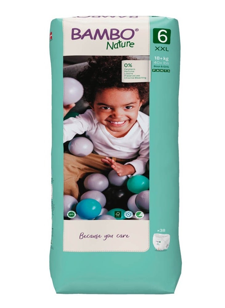 Bambo Nature - Eco-Friendly Pants Diapers, Size 6, 18+Kg - 38 Pants Tall Pack