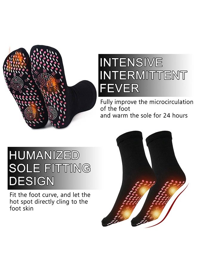 1 Pair Self Heating Socks, Magnetic Socks, Heated Socks, Comfortable Breathable Magnetic Massage Socks for Men and Women Outdoor, Winter Cold Feet Camping Hiking Riding Motorcycle Warm Socks (Black)