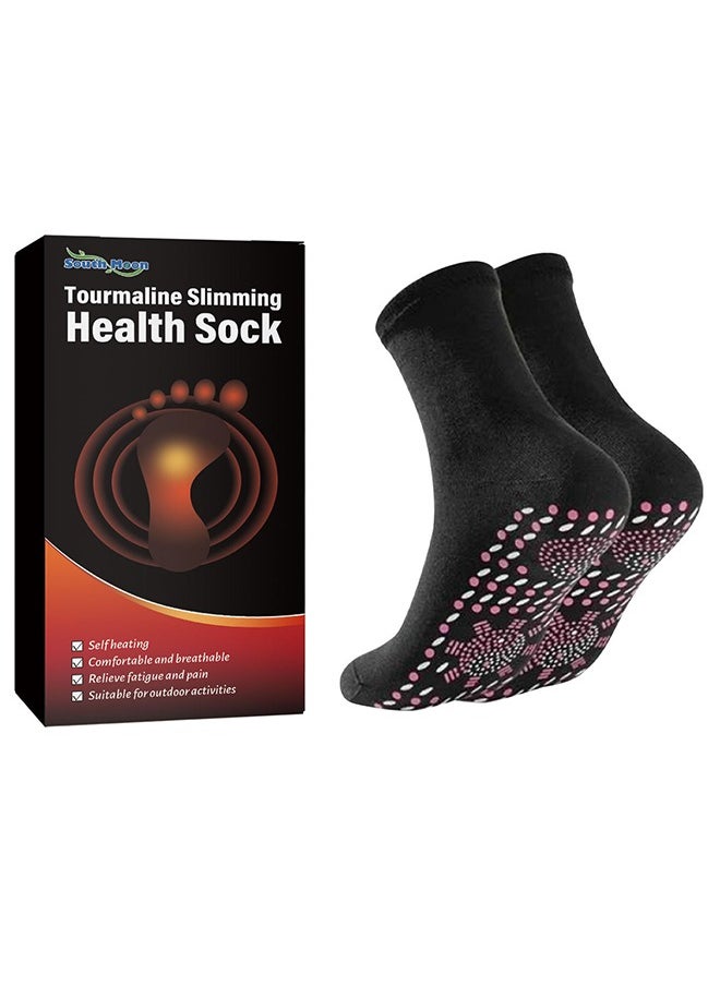 1 Pair Self Heating Socks, Magnetic Socks, Heated Socks, Comfortable Breathable Magnetic Massage Socks for Men and Women Outdoor, Winter Cold Feet Camping Hiking Riding Motorcycle Warm Socks (Black)