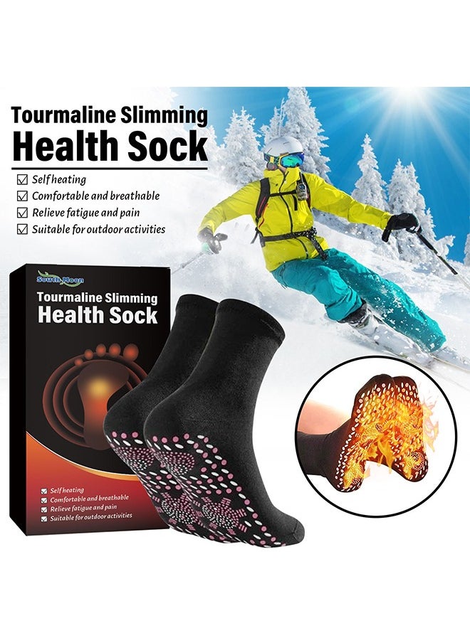 1 Pair Self Heating Socks, Magnetic Socks, Heated Socks, Comfortable Breathable Magnetic Massage Socks for Men and Women Outdoor, Winter Cold Feet Camping Hiking Riding Motorcycle Warm Socks (Black)