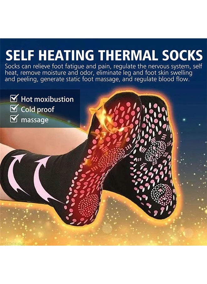 1 Pair Self Heating Socks, Magnetic Socks, Heated Socks, Comfortable Breathable Magnetic Massage Socks for Men and Women Outdoor, Winter Cold Feet Camping Hiking Riding Motorcycle Warm Socks (Black)