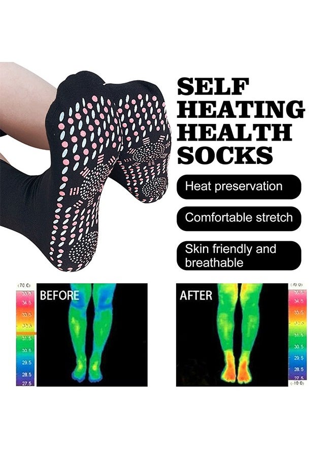 1 Pair Self Heating Socks, Magnetic Socks, Heated Socks, Comfortable Breathable Magnetic Massage Socks for Men and Women Outdoor, Winter Cold Feet Camping Hiking Riding Motorcycle Warm Socks (Black)