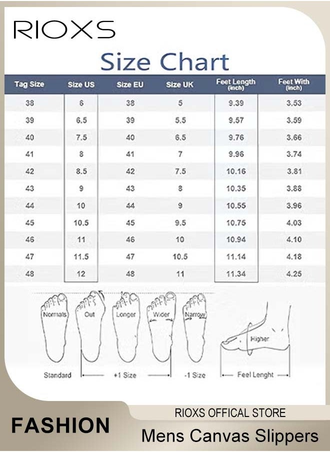 Mens Canvas Slippers, Slip On Casual Loafers Shoes, Men's Orthopedic Slippers With Arch Support, Indoor Outdoor House Shoes With Anti-Skid Rubber Sole, Lightweight Slippers For Office Shopping And Daily Wear, Classic Fashion Slide Clog Slippers