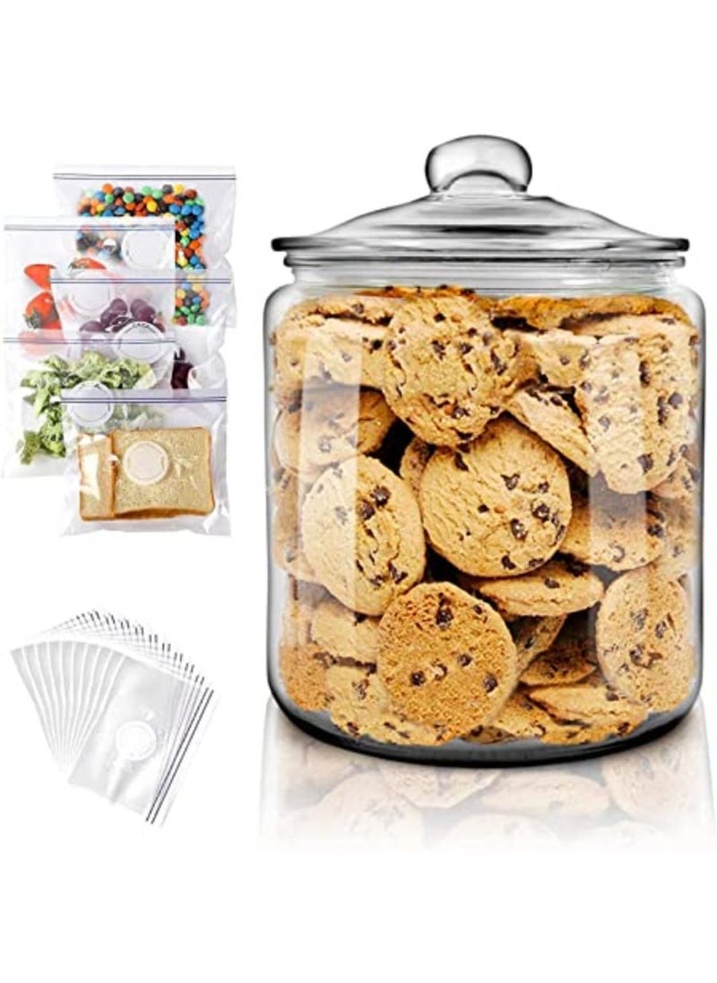 Glass Kitchen Canisters Wide Mouth Airtight Storage Jars  Pack Large Tight Seal Cylinder Containers for Baking Flour Sourdough or Snack