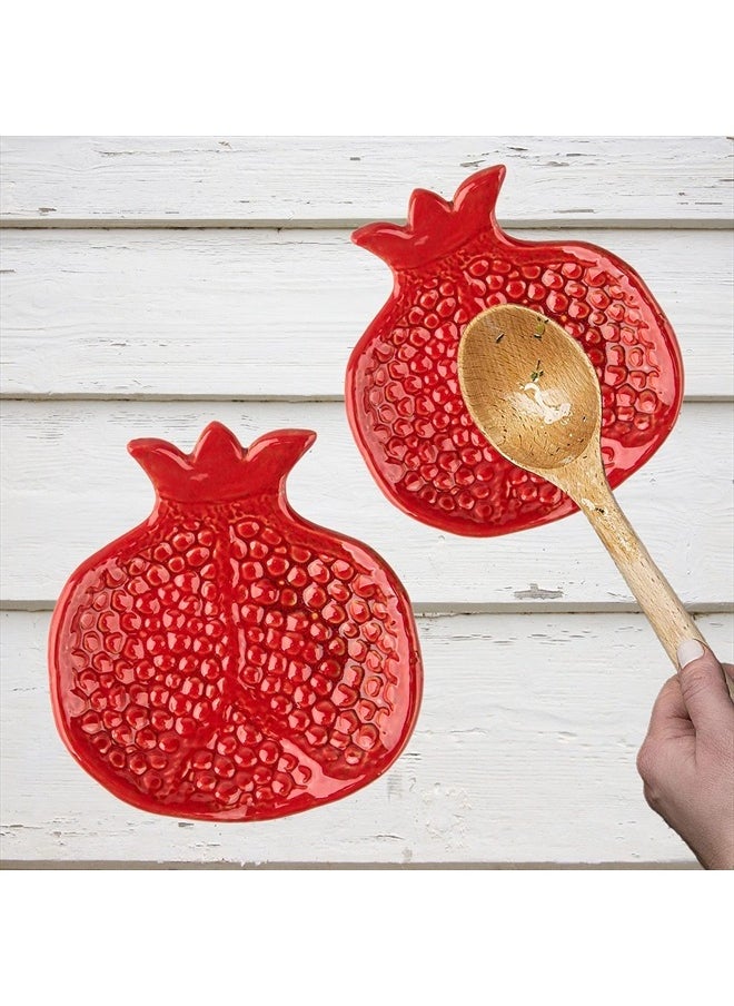 Spoon Rest 2 Pcs Spoon Holder For Stove Top Ceramic Spoon Rest For Kitchen Counter Spoon Rest For Stove Top Coffee Spoon Rest Pomegranate Shaped