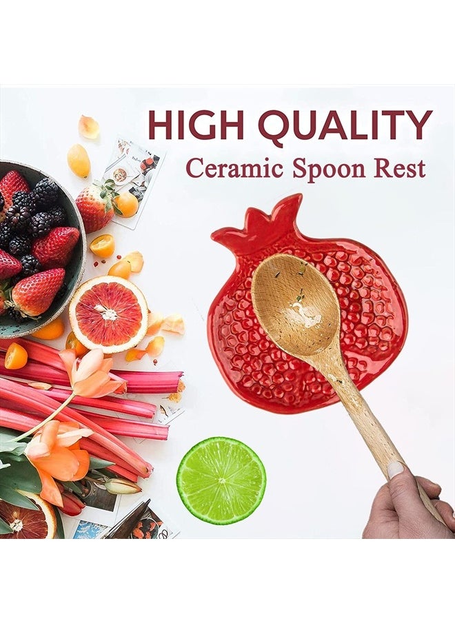 Spoon Rest 2 Pcs Spoon Holder For Stove Top Ceramic Spoon Rest For Kitchen Counter Spoon Rest For Stove Top Coffee Spoon Rest Pomegranate Shaped