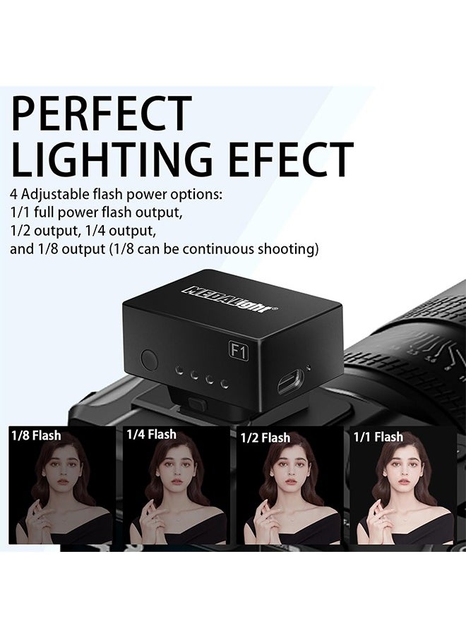 F1 Mini Camera Flash Camera Flash Speedlite for Ricoh (GR3/GR3X,etc.) Nikon/Canon/Fuji,Digital Film Cameras,Mini hot Shoe Flash for DSLR Camera（Not Compatible for Sony ZV-1F.