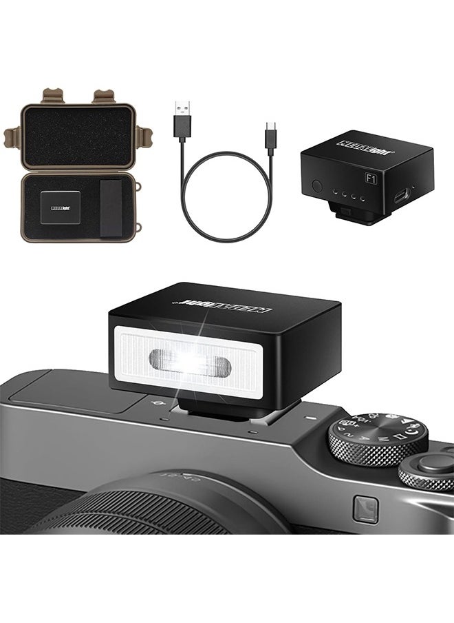 F1 Mini Camera Flash Camera Flash Speedlite for Ricoh (GR3/GR3X,etc.) Nikon/Canon/Fuji,Digital Film Cameras,Mini hot Shoe Flash for DSLR Camera（Not Compatible for Sony ZV-1F.