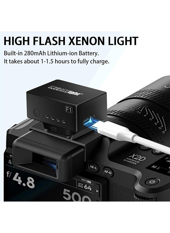 F1 Mini Camera Flash Camera Flash Speedlite for Ricoh (GR3/GR3X,etc.) Nikon/Canon/Fuji,Digital Film Cameras,Mini hot Shoe Flash for DSLR Camera（Not Compatible for Sony ZV-1F.