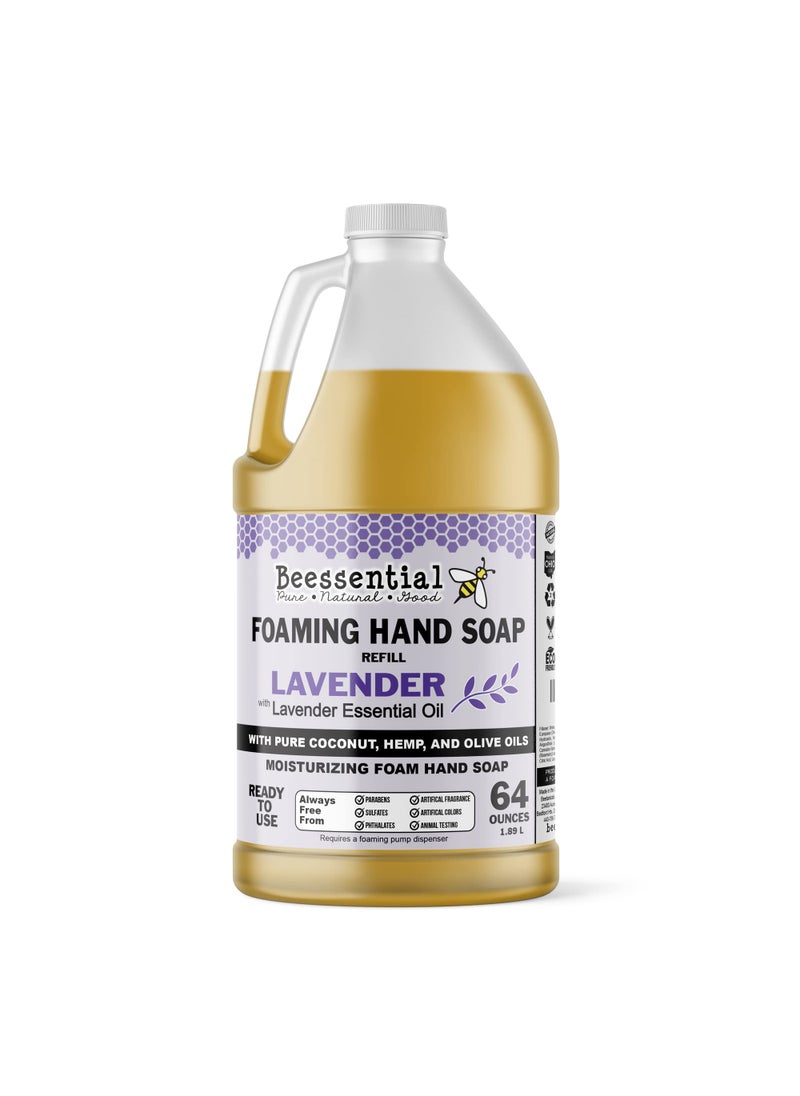 Beessential All Natural Bulk Foaming Hand Soap Refill, 64 oz Lavender | Made with Moisturizing Aloe & Honey - Made in the USA