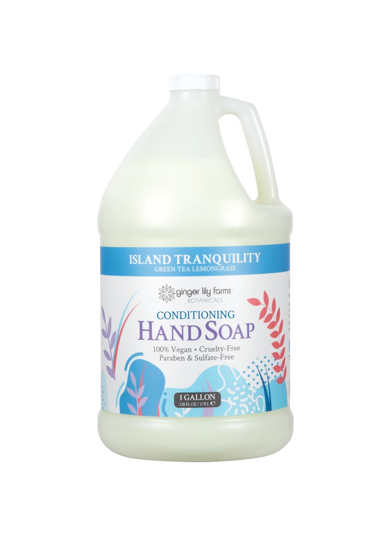 Ginger Lily Farms Botanicals All-Purpose Liquid Hand Soap Refill, Island Tranquility, 100% Vegan & Cruelty-Free, Green Tea Lemongrass Scent, 1 Gallon (128 fl oz)