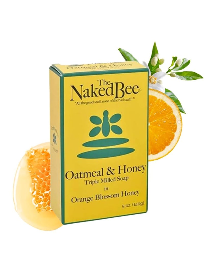 The Naked Bee Oatmeal & Honey Triple Milled Soap, 5 Ounce, 3 Pack, Orange Blossom Honey