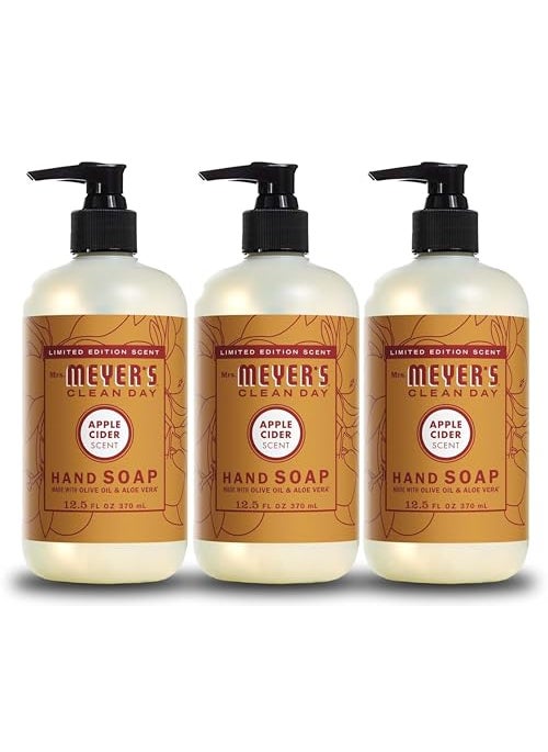 MRS. MEYER'S CLEAN DAY Hand Soap, Apple Cider, Made with Essential Oils, 12.5 oz - Pack of 3