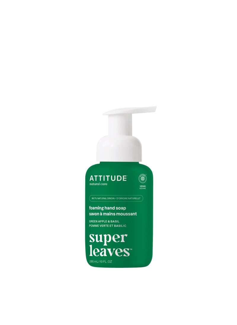 ATTITUDE Foaming Hand Soap, EWG Verified, Plant and Mineral-Based Ingredients, Vegan and Cruelty-free Personal Care Products, Green Apple & Basil, 10 Fl Oz