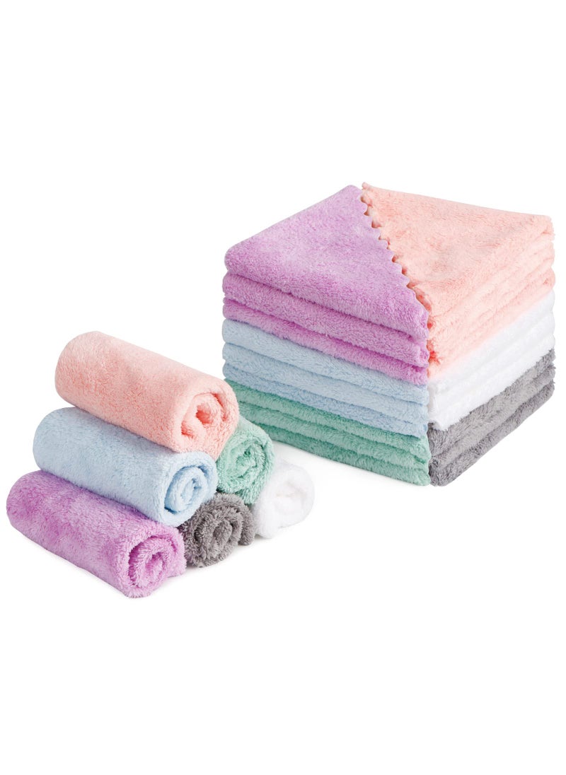 HOMEXCEL Premium Makeup Remover Cloth 24 Pack, Reusable Super Soft 7 x 7 Inch Facial Cleansing Cloths with Just Water, Highly Absorbent Microfiber Coral Velvet Face Towels Washcloths