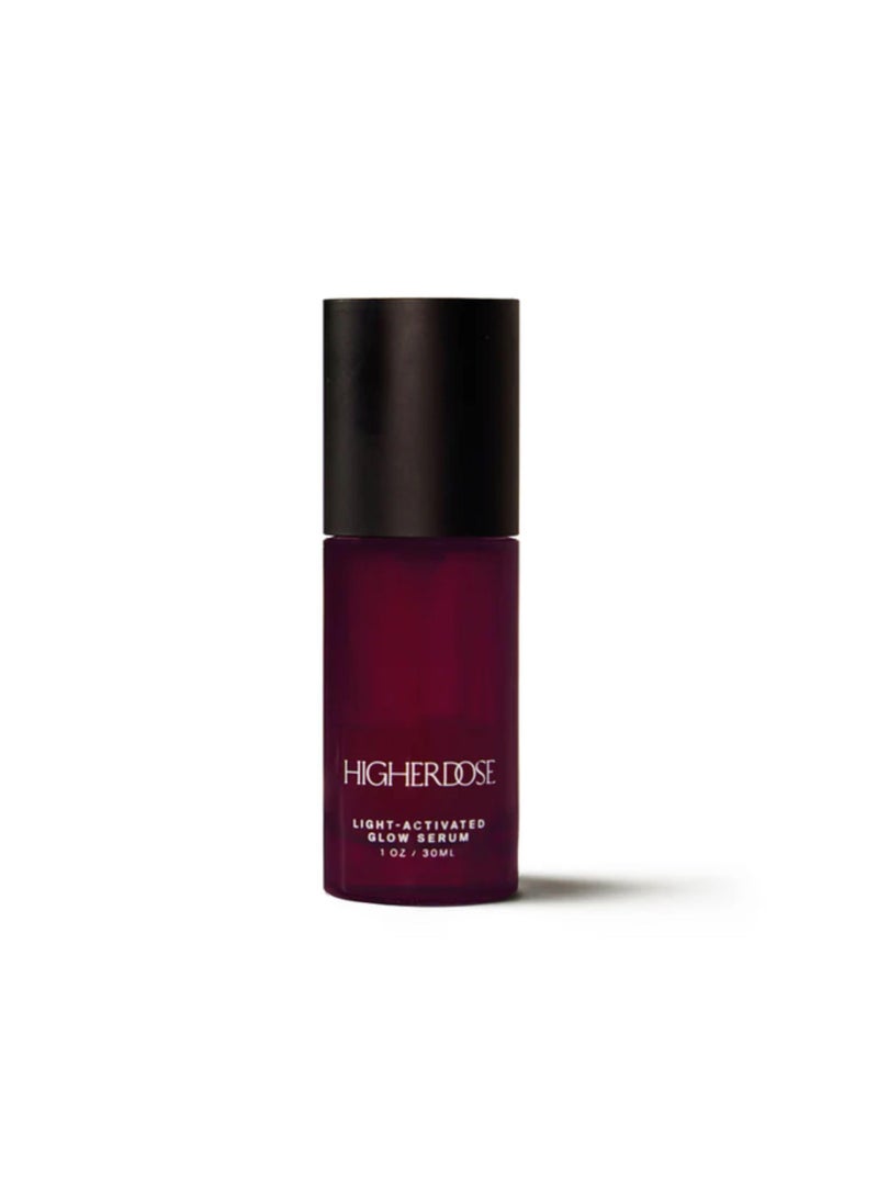 HigherDOSE Light-Activated GLOW SERUM - Anti Aging Face Serum to Plump, Hydrate & Smooth Fine Lines - Made with Vitamin C, Copper Peptides & Hyaluronic Acid - Boosts Benefits of Red Light (1 oz)