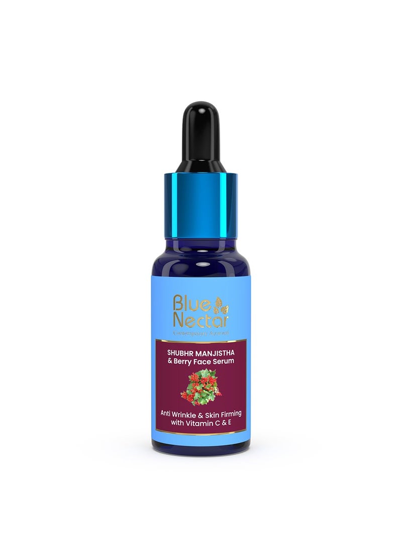 Blue Nectar Manjistha Vitamin C Face Serum for Anti Wrinkle & Skin Firming | Advanced Anti Aging Formula with Plant Based Vit C & E | Face Serum for Glowing Skin (13 herbs, 1 Fl Oz)