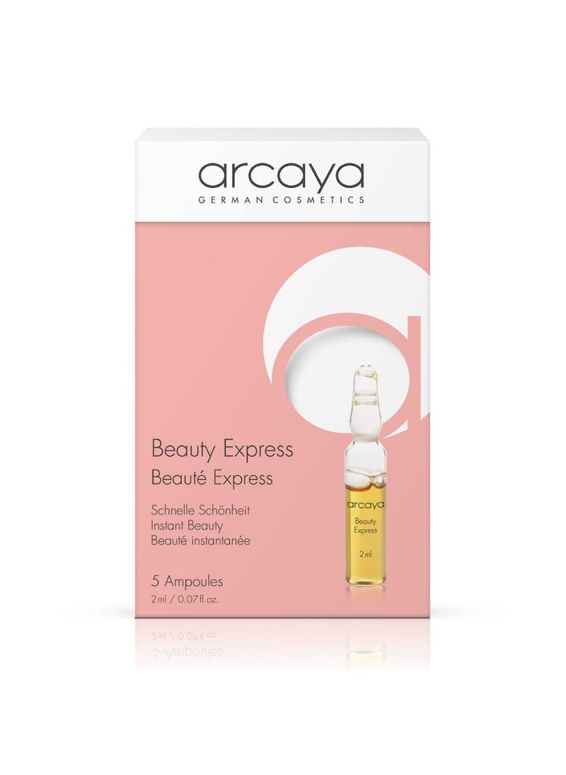 Arcaya Beauty Express Ampoule Serum for Fine Lines and Enhanced Elasticity - Free Radical Protection & Anti-Wrinkle Serum with Protein Complex & Natural Extracts - Vegan, Paraben-Free Formula, 5x2ml