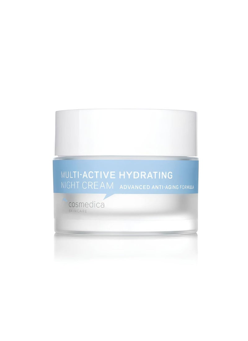 Cosmedica Skincare Multi-Active Hydrating Night Cream - Revitalizing Overnight Moisturizer & Anti-Aging Cream for Face and Neck with Hyaluronic Acid, Organic Shea, Glycolic Acid and Vitamin E 2 oz