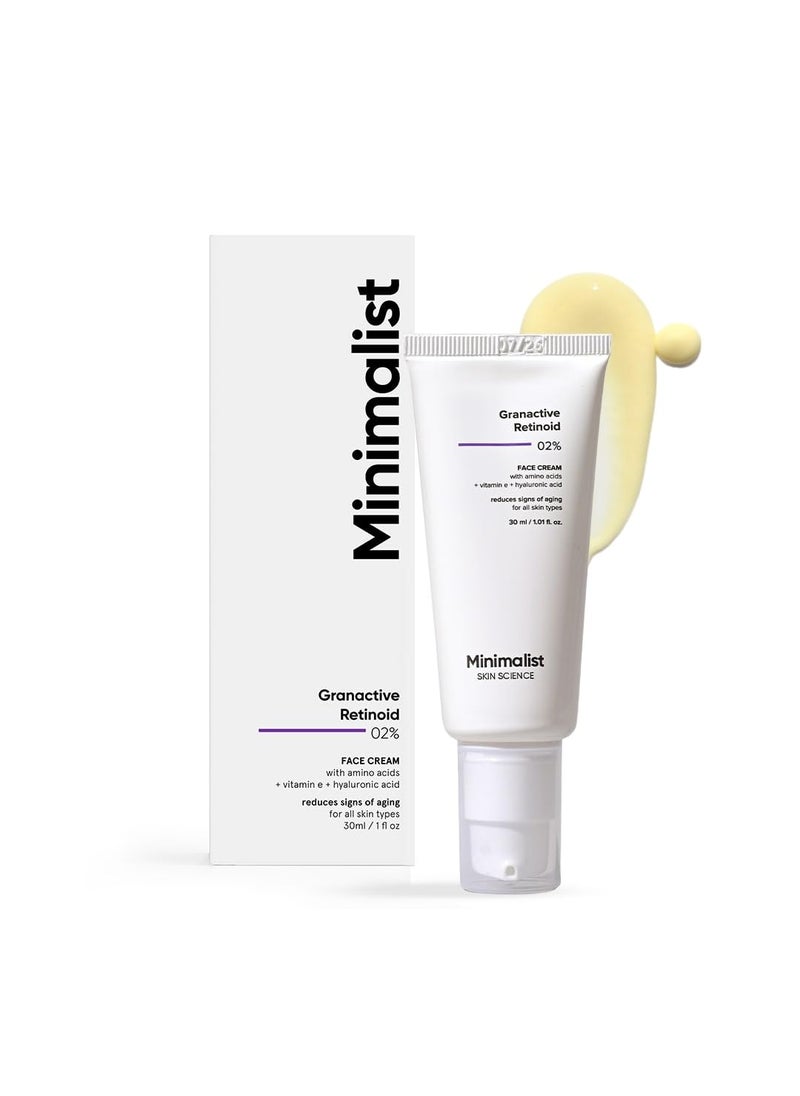Minimalist 2% Retinoid Anti Aging Night Cream for Wrinkles & Fine Lines | Improves Skin Elasticity, Stimulates Collagen Production for Radiant & Glowing Skin | 1 Fl Oz / 30 ml