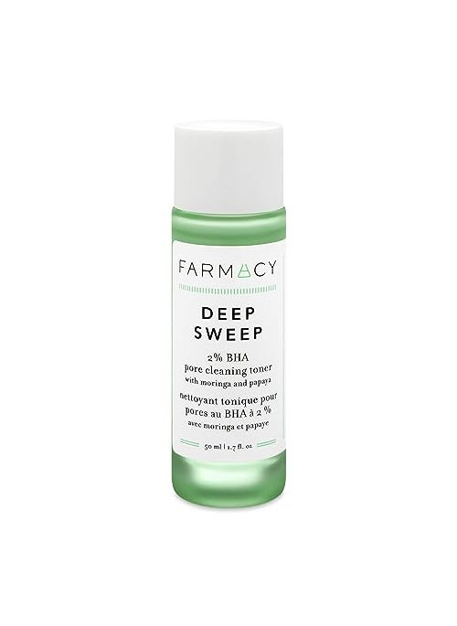 Farmacy 2% Salicylic Acid Toner for Face - Deep Sweep Gentle BHA Exfoliant for Oily Skin - Refines Texture with Papaya Enzymes & Moringa Water for a Healthy-Looking Complexion (50ml)