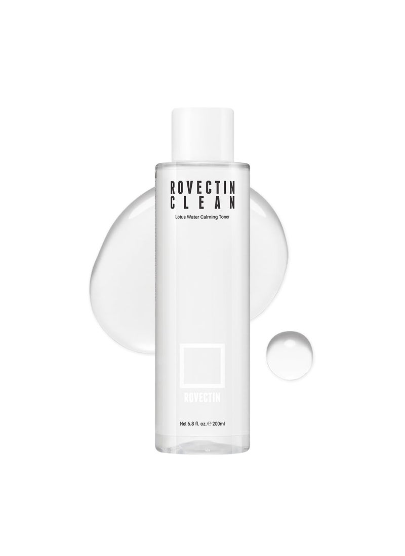 ROVECTIN Calming Lotus Water Toner - pH4.7 Extra Soothing and Hydrating for Trouble Care | 40% Lotus Flower Extract for Purifying | Hyaluronic Acid, Alcohol-Free, Vegan, K-beauty(6.76 fl oz)