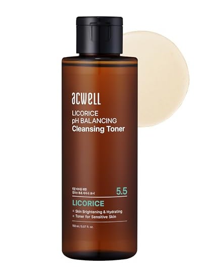 ACWELL Licorice pH Balancing Korean Toner for Cleansing 5.07 fl.oz. - Alcohol-Free PH5.5 Hydrating Facial Astringent - Skin Clarifying & Hydration Boosting Toner