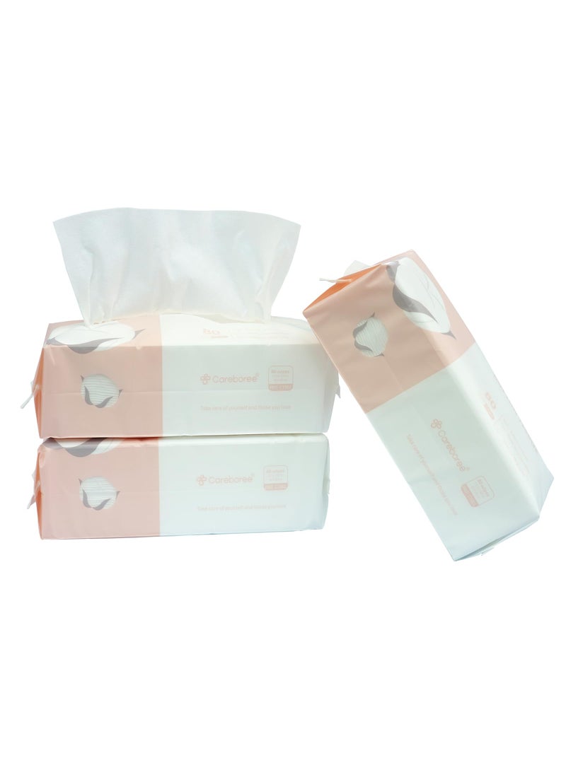 Extra Thick Cotton Tissue Careboree Face Drying Towel for Men Women Kids Disposable Dry Wipes Unscented Makeup Removing (3 pack)