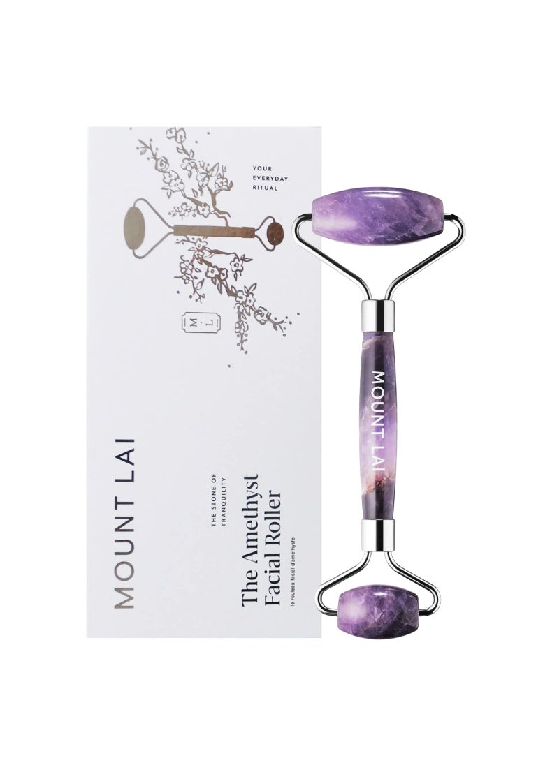 Mount Lai De-Puffing Amethyst Face Roller Massager, A Daily Skin Care Ritual, an Act of Self Care, Facial Roller Massager to De-Puff, Soothe and Calm Irritated and Sensitive Skin