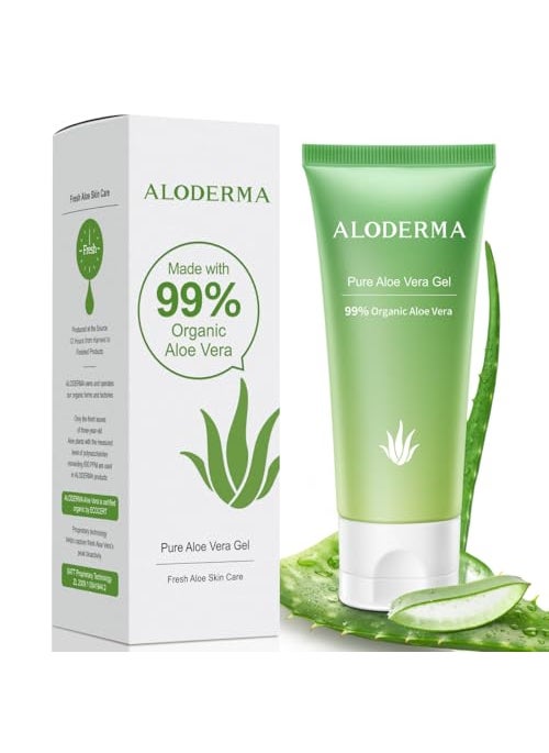 Aloderma 99% Organic Aloe Vera Gel for Face Made within 12 Hours of Harvest - Natural Hydrating Pure Aloe Vera for Soothing Skincare - Moisturizing Aloe Gel for Skin, Face, & Sensitive Skin, 4.02 oz