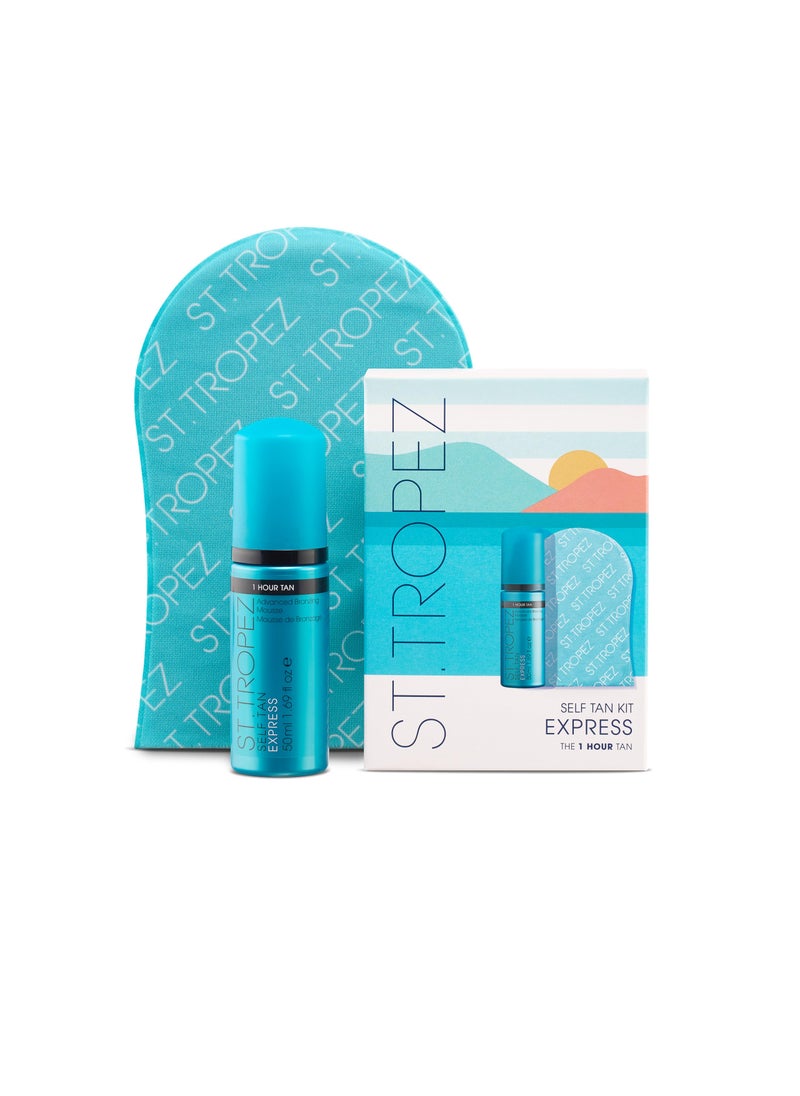 St.Tropez Self Tan Express Mini Kit, Travel-Sized Bronzing Mousse & Tanning Applicator Mitt, Vegan-Friendly Tanner, Even & Natural Self Tan
