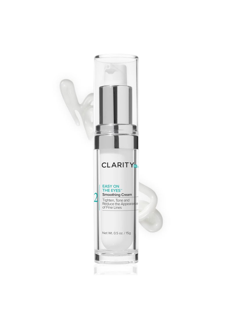ClarityRx Easy On The Eyes Smoothing Eye Cream, Natural Plant-Based Anti-Aging Under Eye Cream for Dark Circles, Contains Hyaluronic Acid, Paraben & Cruelty Free (0.5oz)
