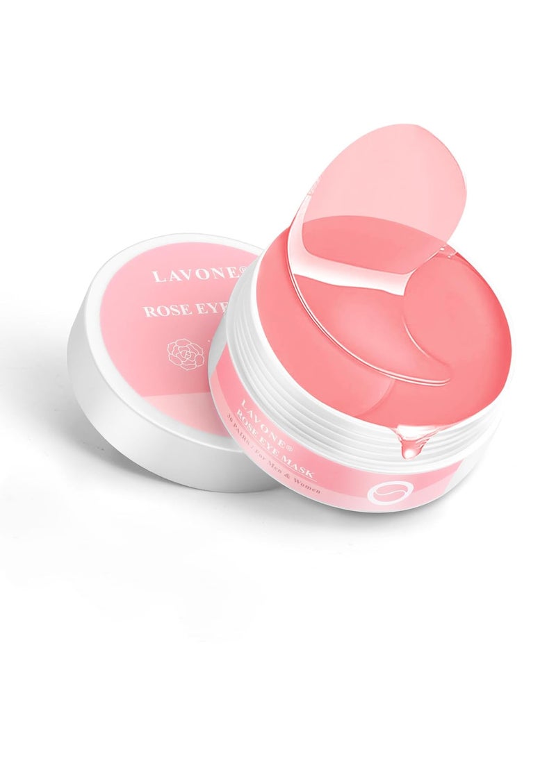 Eye Mask-30 Pairs Rose Under Eye Patches Skin Care Products,Eye Masks Skincare for Dark Circles and Puffiness, Reduce Wrinkles, Eye Bags and Fine Lines, for Women and Man