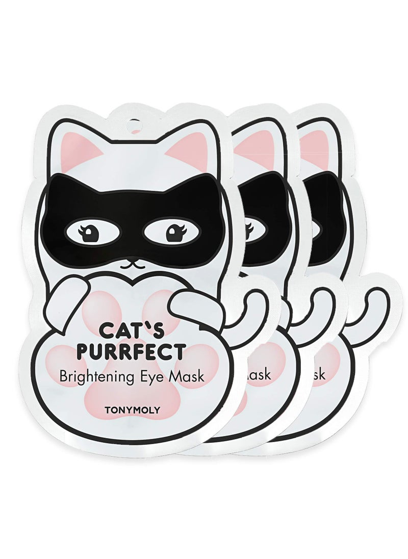 TONYMOLY Cat's Purrfect Brightening Eye Mask, Strengthening Eye Cream, Softens and Hydrates with Milk Protein, 3 ct.