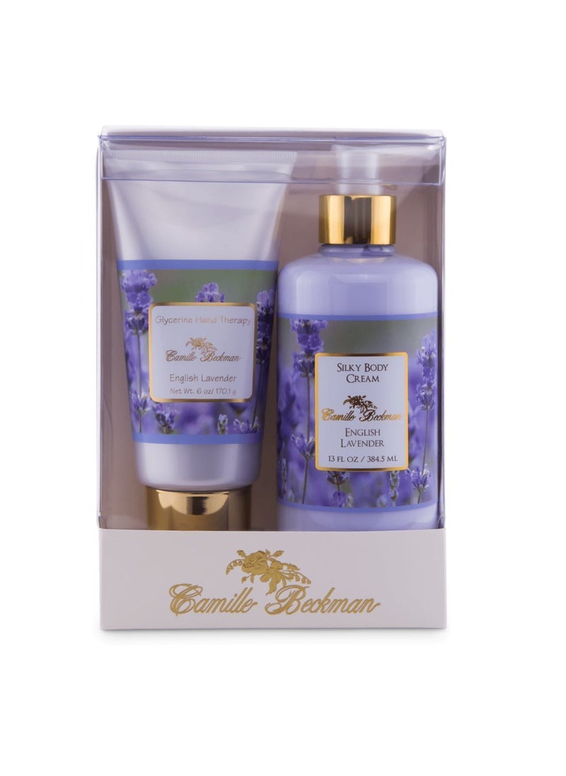 Camille Beckman Hand and Body Duet Set, Silky Body and Glycerine Hand Cream, English Lavender
