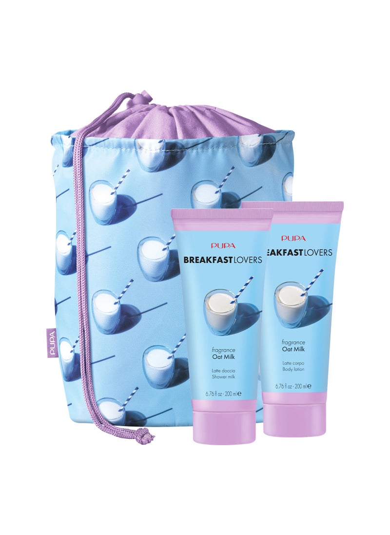 Pupa Milano Breakfast Lovers Set, Oat Milk, 3 Pc - Body Wash and Lotion - Moisturizing Body Lotion - Hydrating Body Wash - Skin Care Gift Set