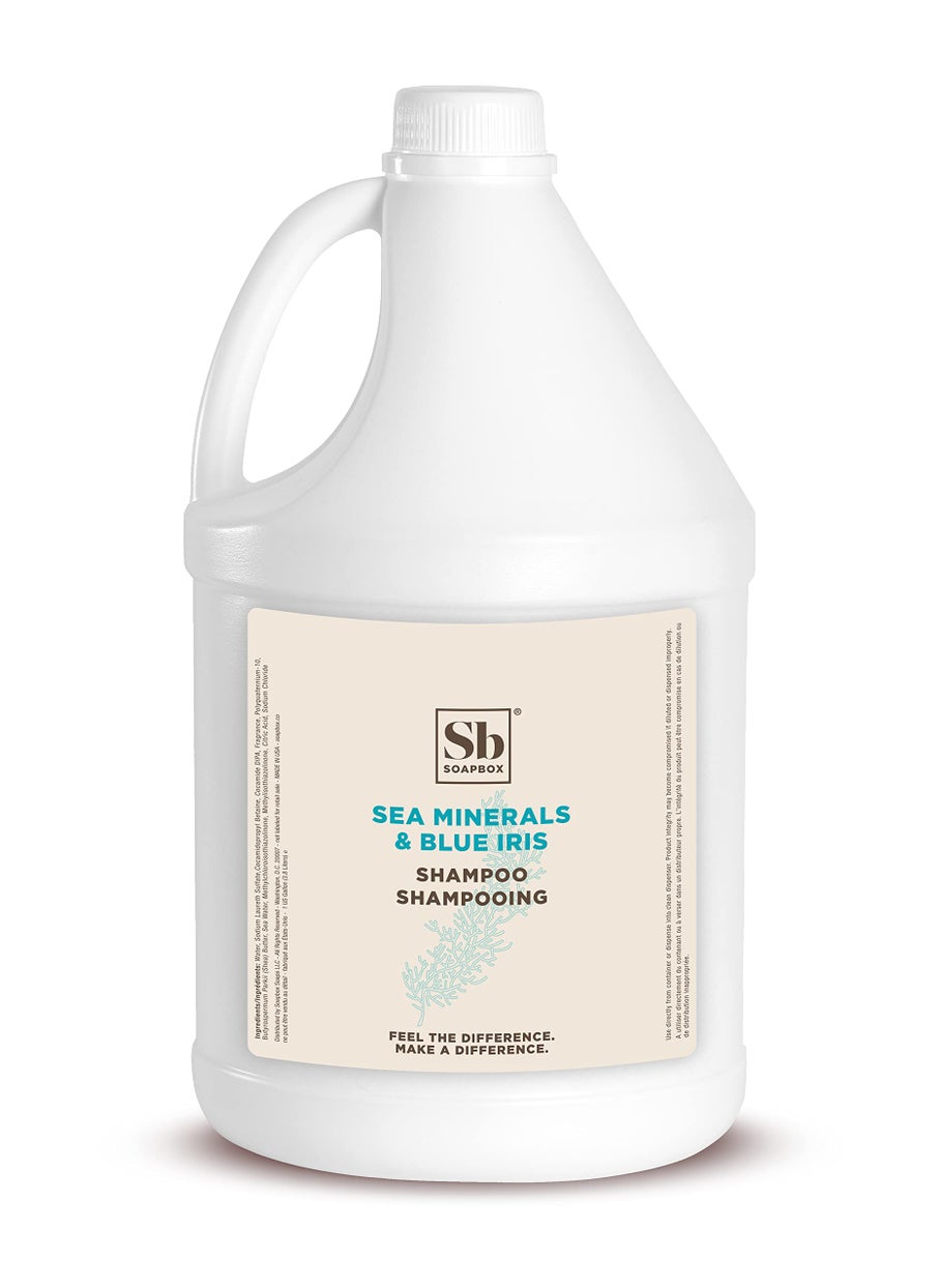 Soapbox Sea Minerals & Blue Iris Shampoo, Vegan, Color Safe, Sulfate Free & Silicone Free Hair Shampoo Refill for Home & Professional Use - Gallon Size