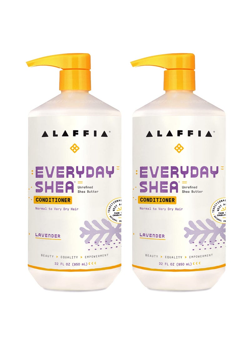 Alaffia EveryDay Shea Conditioner, Moisturizes, Restores and Protects, Made with Fair Trade Shea Butter, Cruelty Free, No Parabens, Vegan, Lavender, 2 Pack, 32 Fl Oz Ea