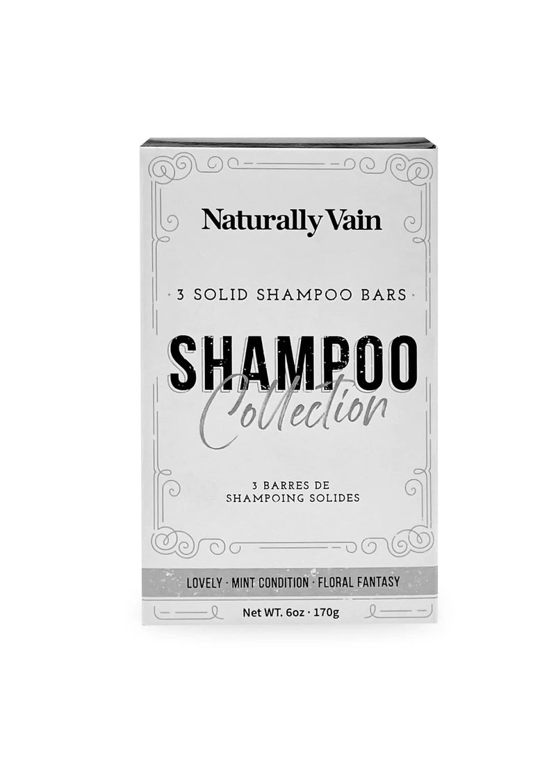 Naturally Vain Shampoo Collection, Hair Soap, All-Hair Types, Shine, Handmade, Natural, Essential Oils, Shea Butter, Vitamin E, Travel Soaps, Hair Gift Set, Assorted Scents, 3-Pack