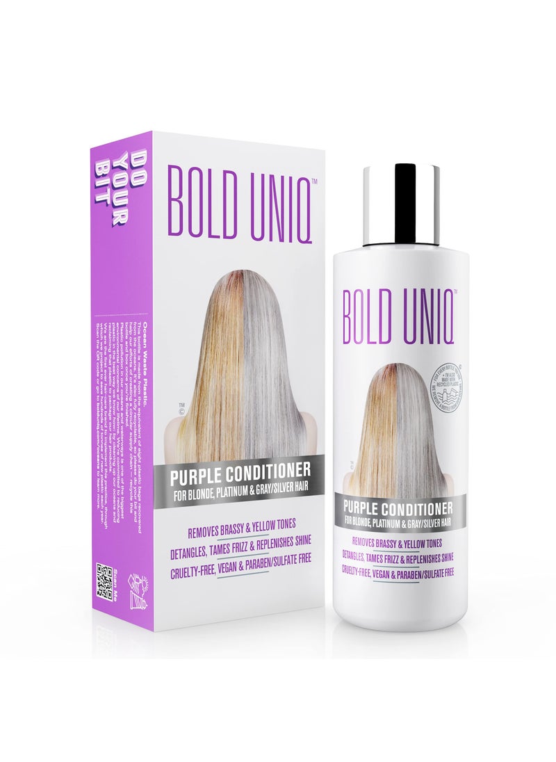 Purple Conditioner for Blonde, Platinum & Gray/Silver Hair. Reduce Brassy Yellow Tones. Toner for Bleached & Highlighted Hair - Moisturises - Cruelty Free, No Parabens or Sulfates - 237 ml
