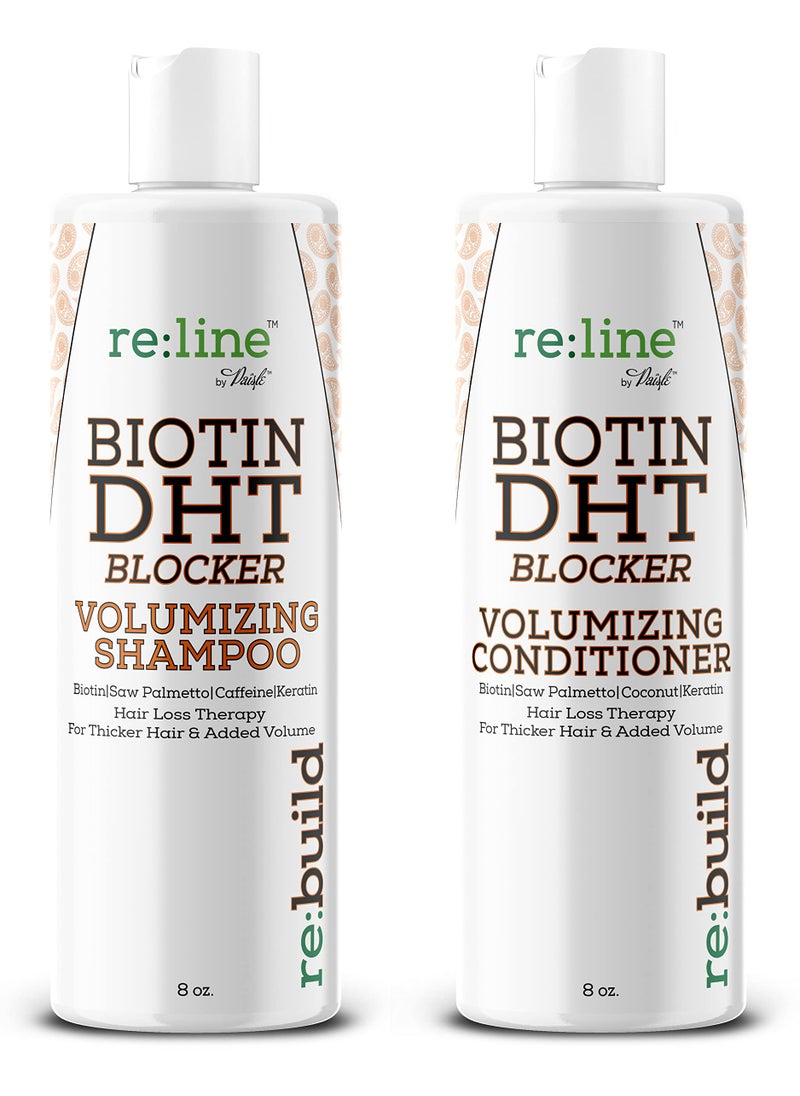NATURAL Volumizing Shampoo and Conditioner for Hair Growth - DHT Blocking Formula with Biotin for Thinning Hair and Hair Loss Prevention for Men & Women