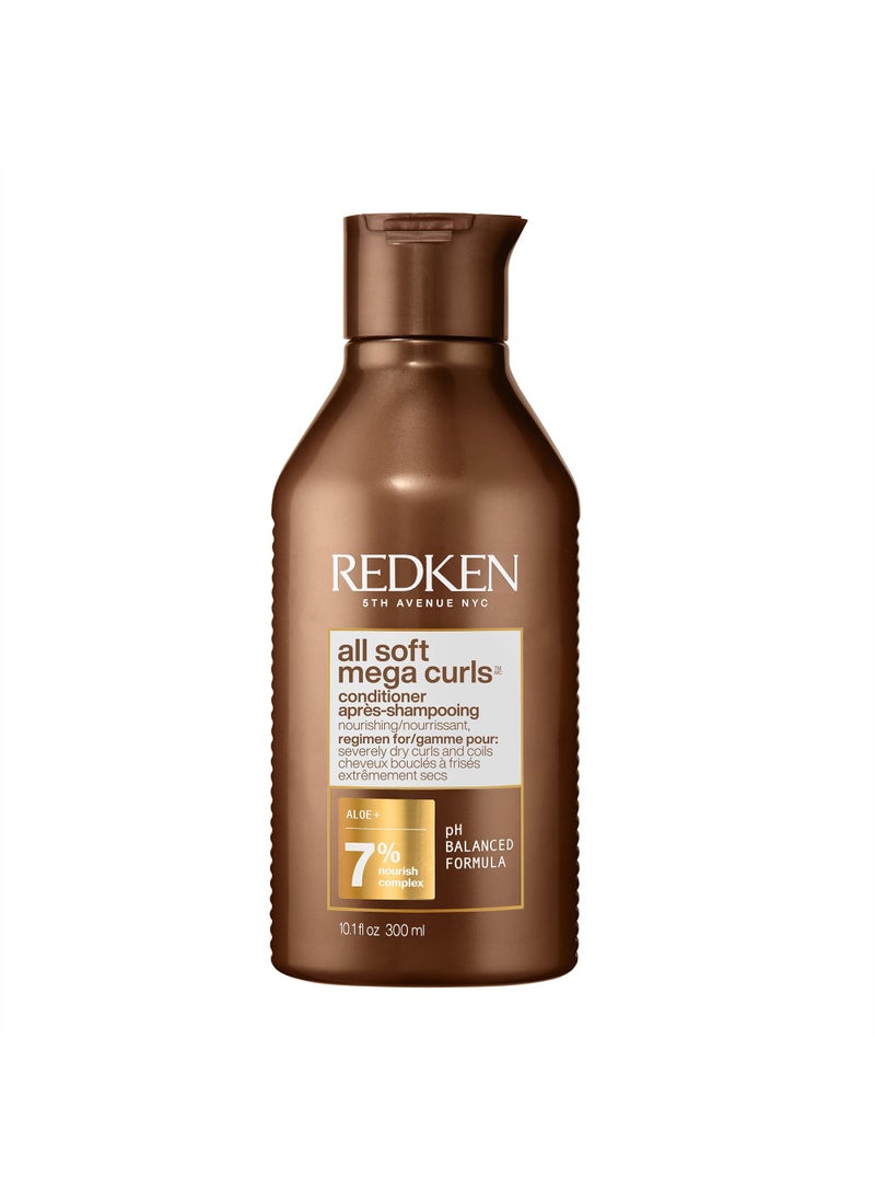 Redken All Soft Mega Curls Conditioner | For Extremely Dry Hair | For Curly & Coily Hair | Nourishes & Softens Severely Dry Hair | With Aloe Vera | Brown | 10.1 Fl Oz (Packaging may vary)