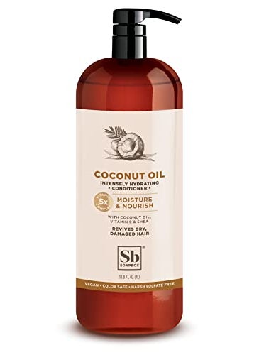 Soapbox Coconut Oil Conditioner, Sulfate & Paraben Free, Silicone Free, Color Safe, and Vegan Hair Conditioner (33.8 Ounces)