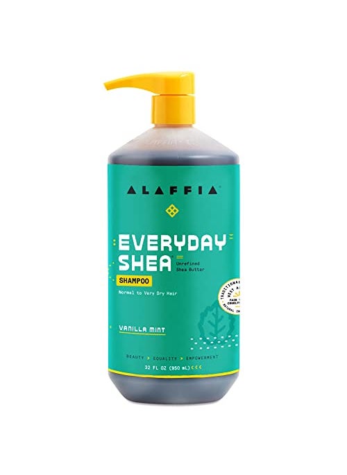 Alaffia EveryDay Shea Shampoo, Gently Cleansing Shampoo for Normal to Dry Hair, Made with Fair Trade Shea Butter, Cruelty Free, Vegan, No Parabens, Vanilla Mint 32 Fl Oz