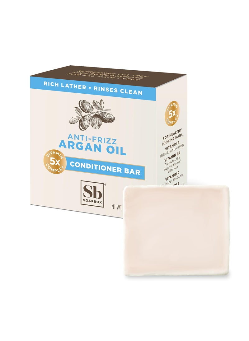 Soapbox Hair Conditioner Bar with Argan Oil to Soften Dry, Damaged Hair and Tame Frizz - 2oz Solid Conditioner, Low Plastic, Vegan, Sulfate Free, Paraben Free
